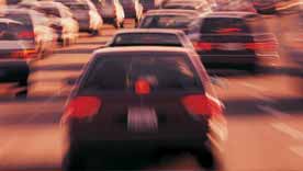 cars on highway blurred
